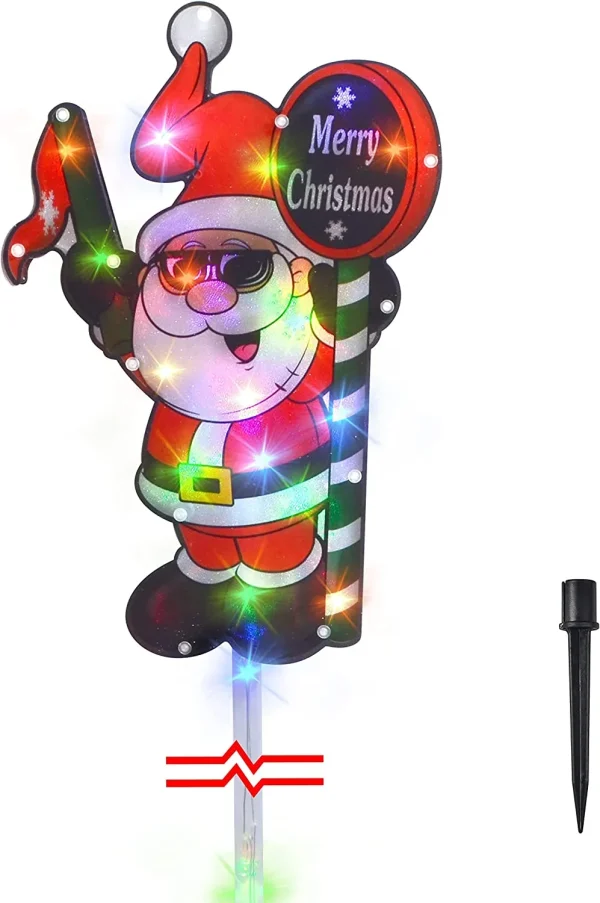 Tall Christmas Lighted Santa Claus With Merry Christmas Sign 25in 4 Tall Christmas Lighted Santa Claus With Merry Christmas Sign 25in - Image 2