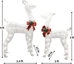 130 LED Warm White Reindeer Yard Decorations 12 130 LED Warm White Reindeer Yard Decorations -Christmas Decorations Tinsel Doe and Fawn LED Yard Lights 2 600x522 1