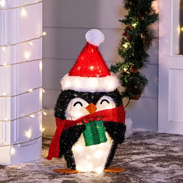 80 LED Tinsel Penguin Christmas Yard Lights 21in 3 80 LED Tinsel Penguin Christmas Yard Lights 21in